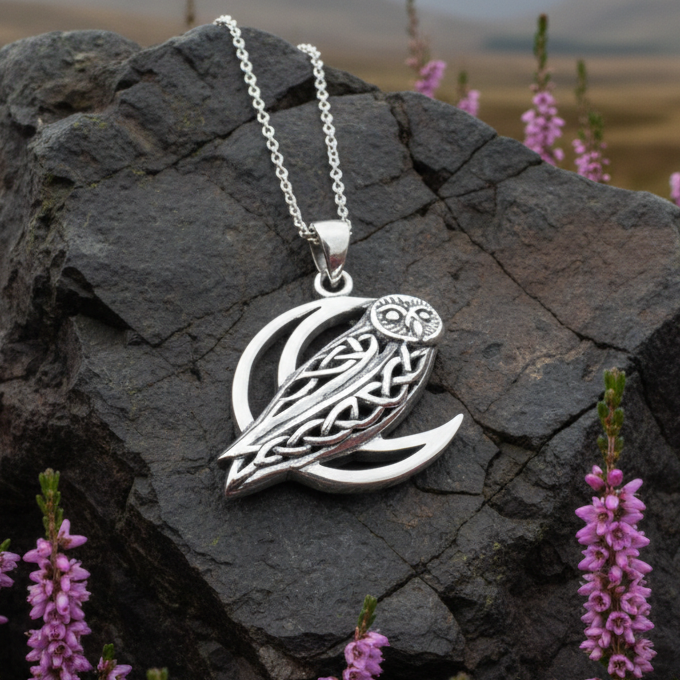 Celtic Midnight Owl Necklace