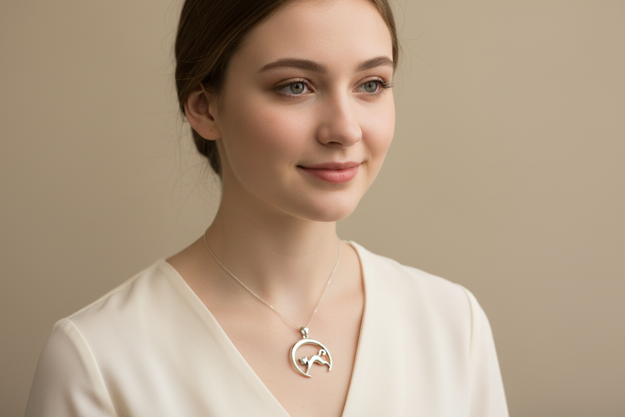 Crescent Moonrise Cat Necklace