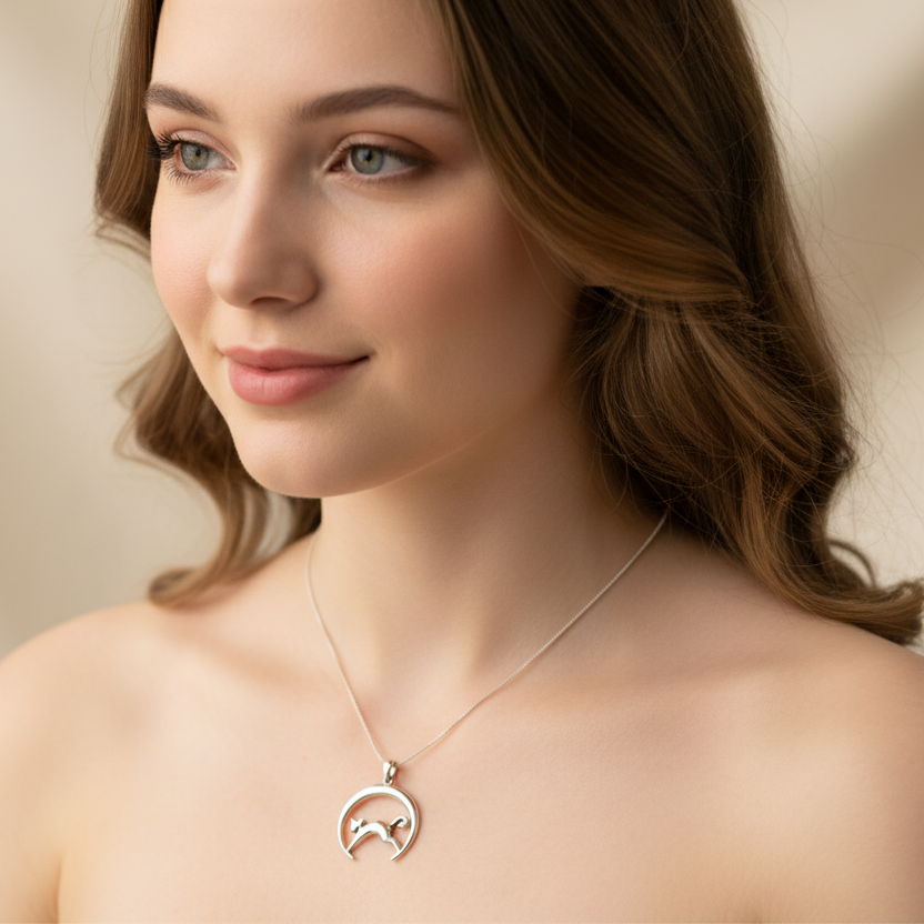 Crescent Moonrise Cat Necklace