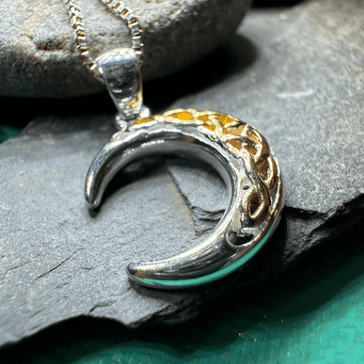 Trinity Knot Crescent Moon Necklace - 18