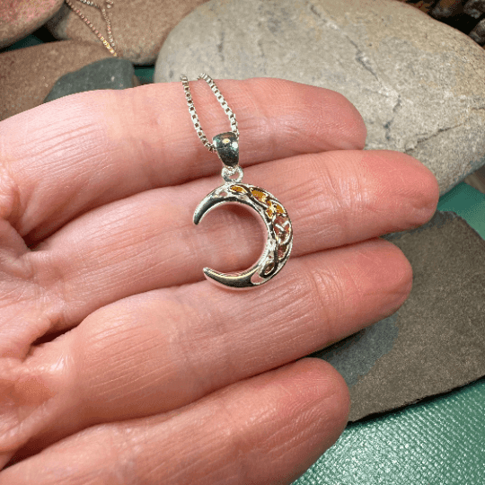 Trinity Knot Crescent Moon Necklace - 18