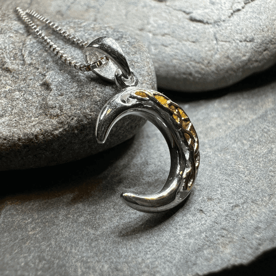 Trinity Knot Crescent Moon Necklace - 18