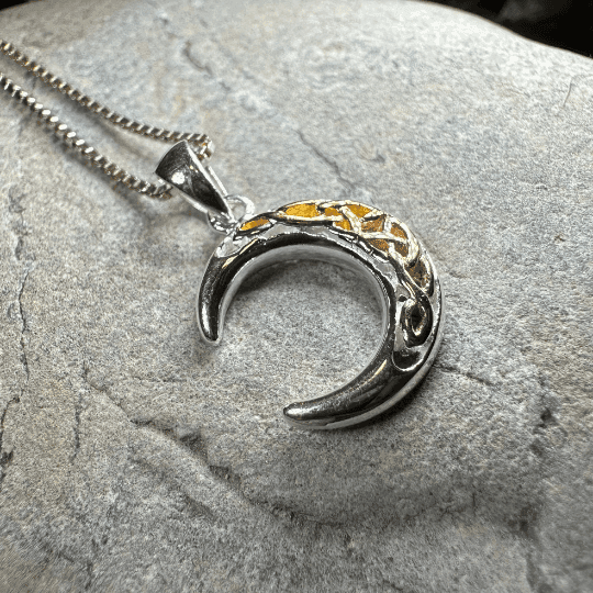 Trinity Knot Crescent Moon Necklace - 18