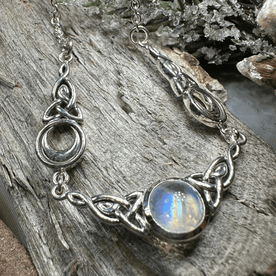 Celtic Triple Moon Necklace - Amethyst