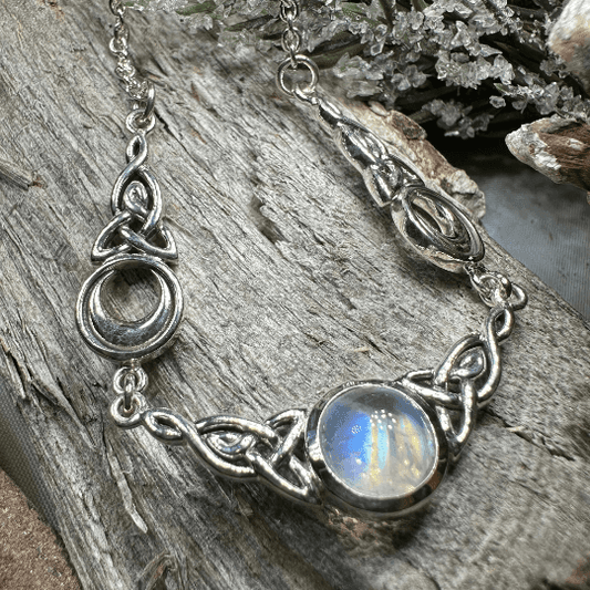 Celtic Triple Moon Necklace - Amethyst