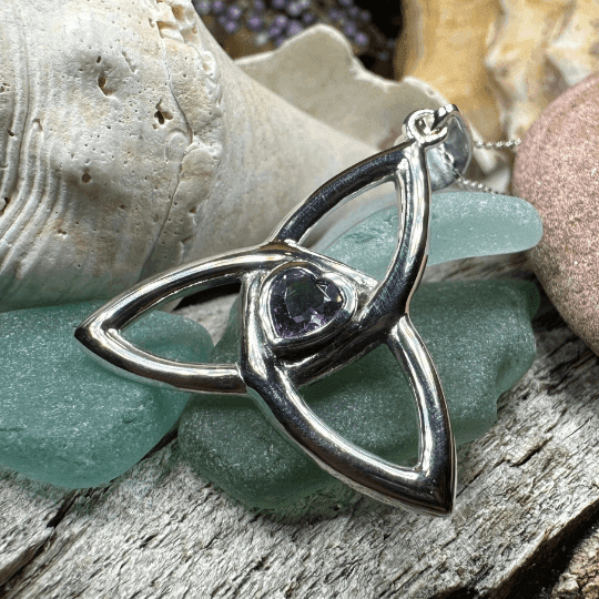 McKenna Trinity Knot Heart Necklace - Amethyst