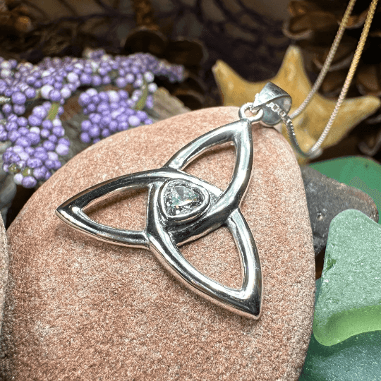 McKenna Trinity Knot Heart Necklace - Diamond Zirconia