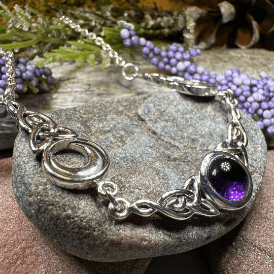 Celtic Triple Moon Necklace - Amethyst