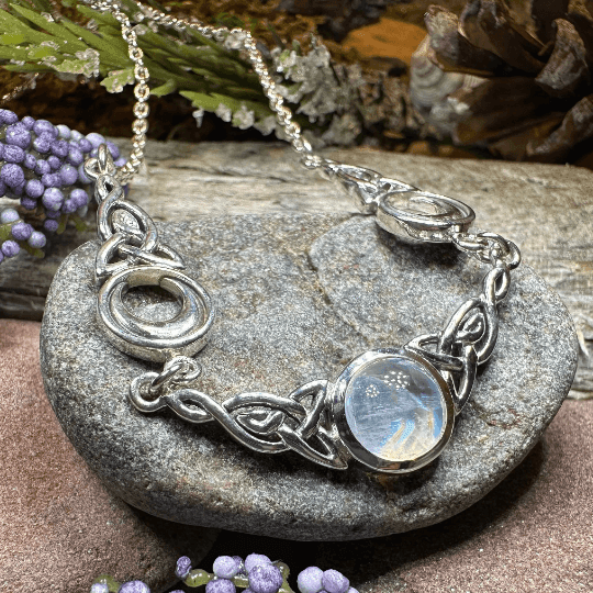 Celtic Triple Moon Necklace - Moonstone