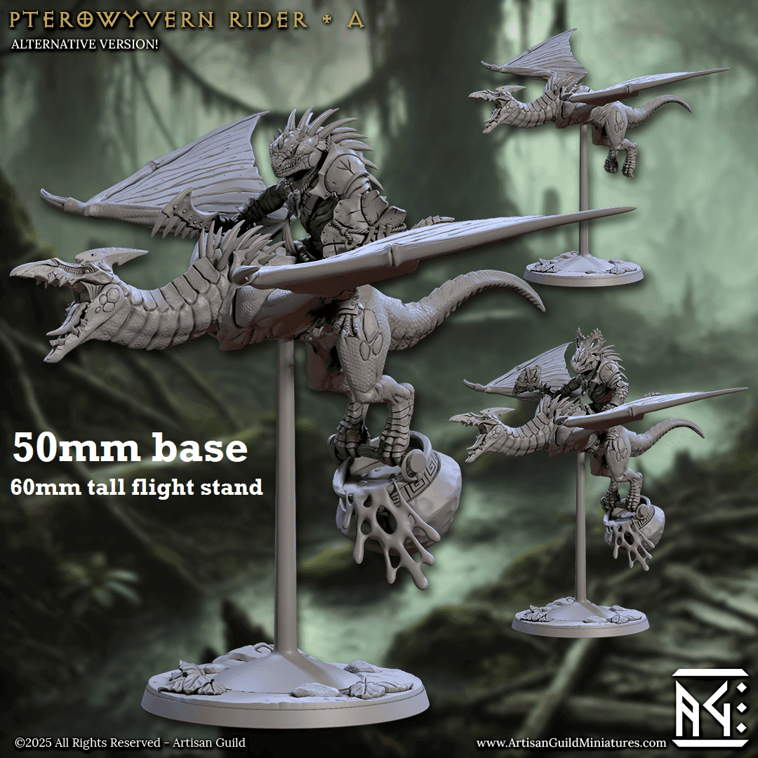 Pterowyvern Rider: Sculpt A (Pterodactyl Cavalry Unit) - No Helmet / Shield / Tooth Falchion