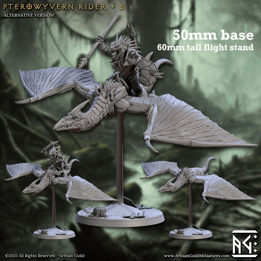 Pterowyvern Rider: Sculpt B (Pterodactyl Cavalry Unit) - No Helmet / Buckler / Javelin (with Javelin Quiver)