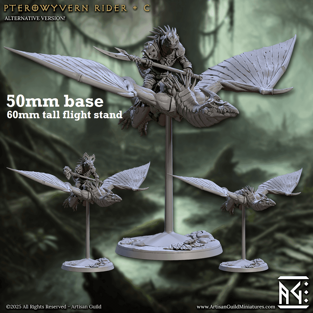 Pterowyvern Rider: Sculpt C (Pterodactyl Cavalry Unit) - No Helmet / Spear