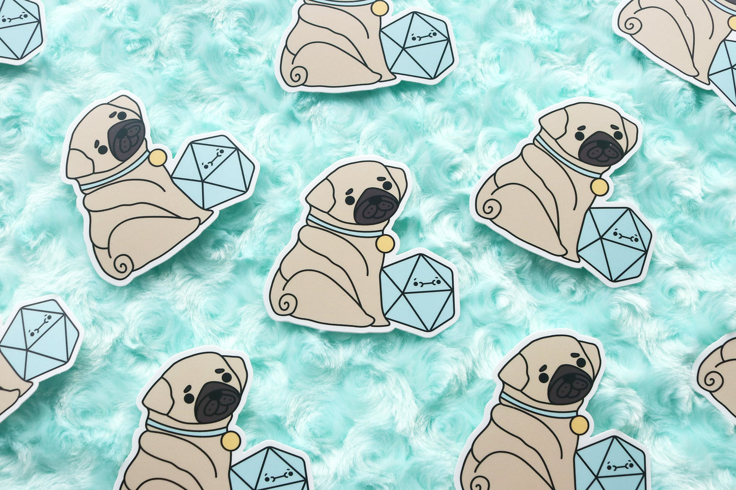 Pug D20 Dice Buddy Sticker