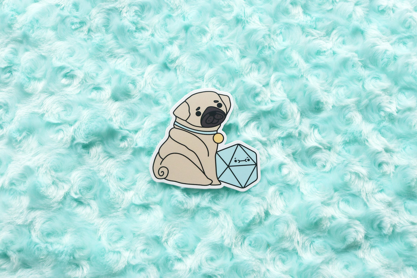 Pug D20 Dice Buddy Sticker