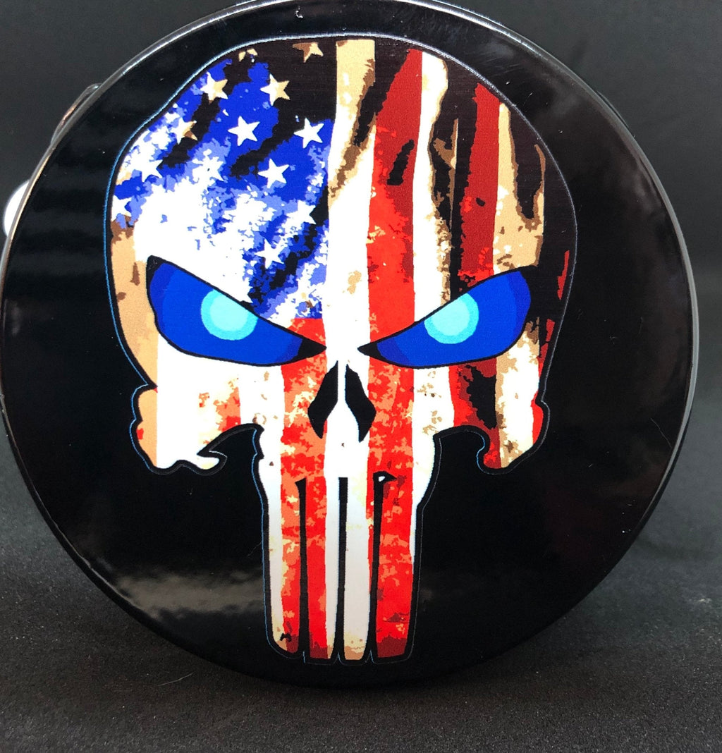 Punisher American Flag Blue Eyes Hitch Cover