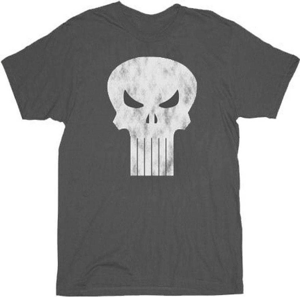 Punisher Charcoal Gray Distressed Logo T-shirt - S