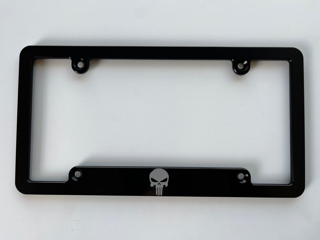 Punisher Laser Engraved Billet Aluminum License Plate Frame