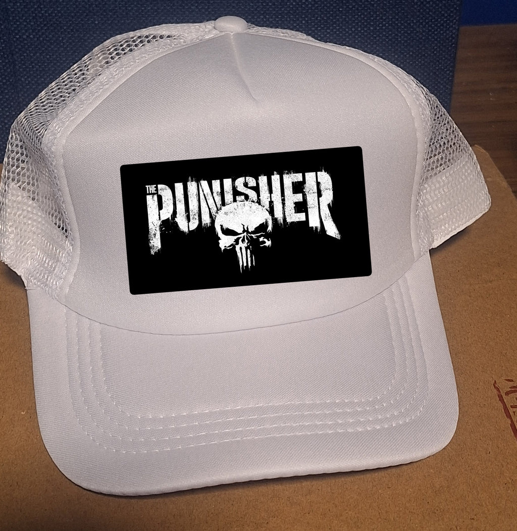 Adjustable Trucker Baseball Cap with Marvel Punisher Logo