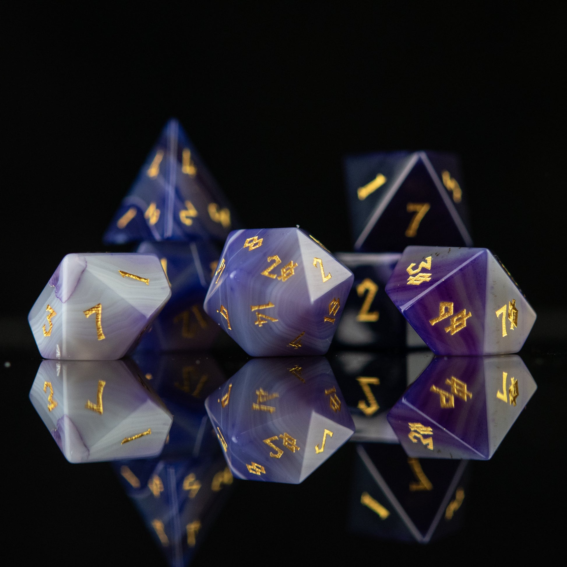 Purple Agate Stone Dice Set