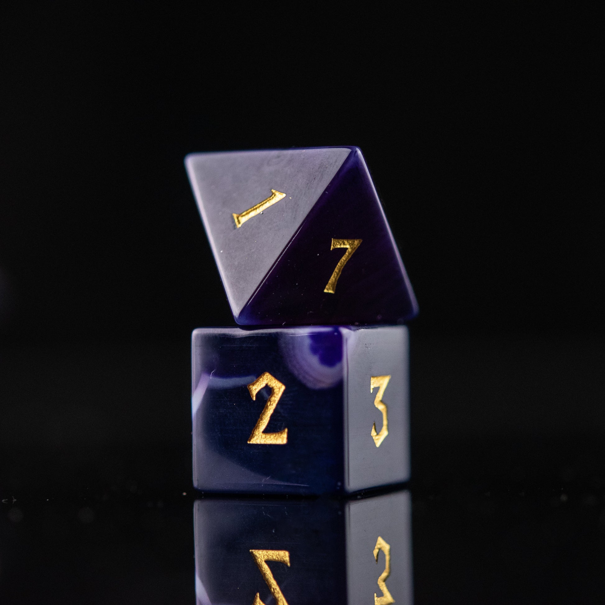 Purple Agate Stone Dice Set