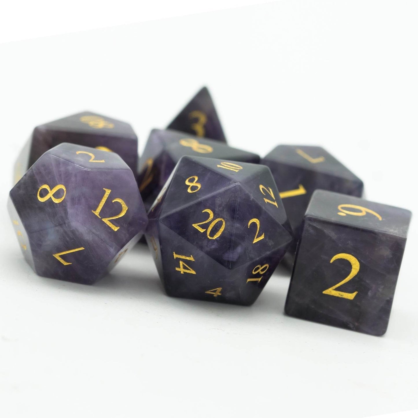Purple Amethyst Gemstone Dice Set - 