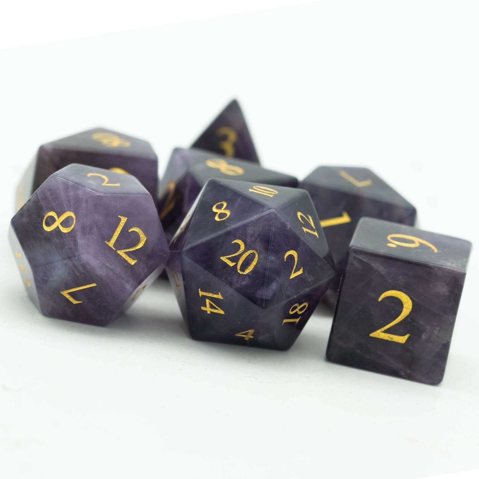 Purple Amethyst Gemstone Dice Set - 