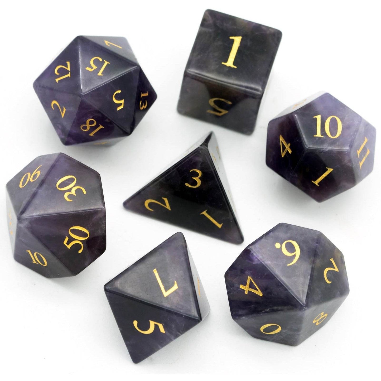 Purple Amethyst Gemstone Dice Set - 