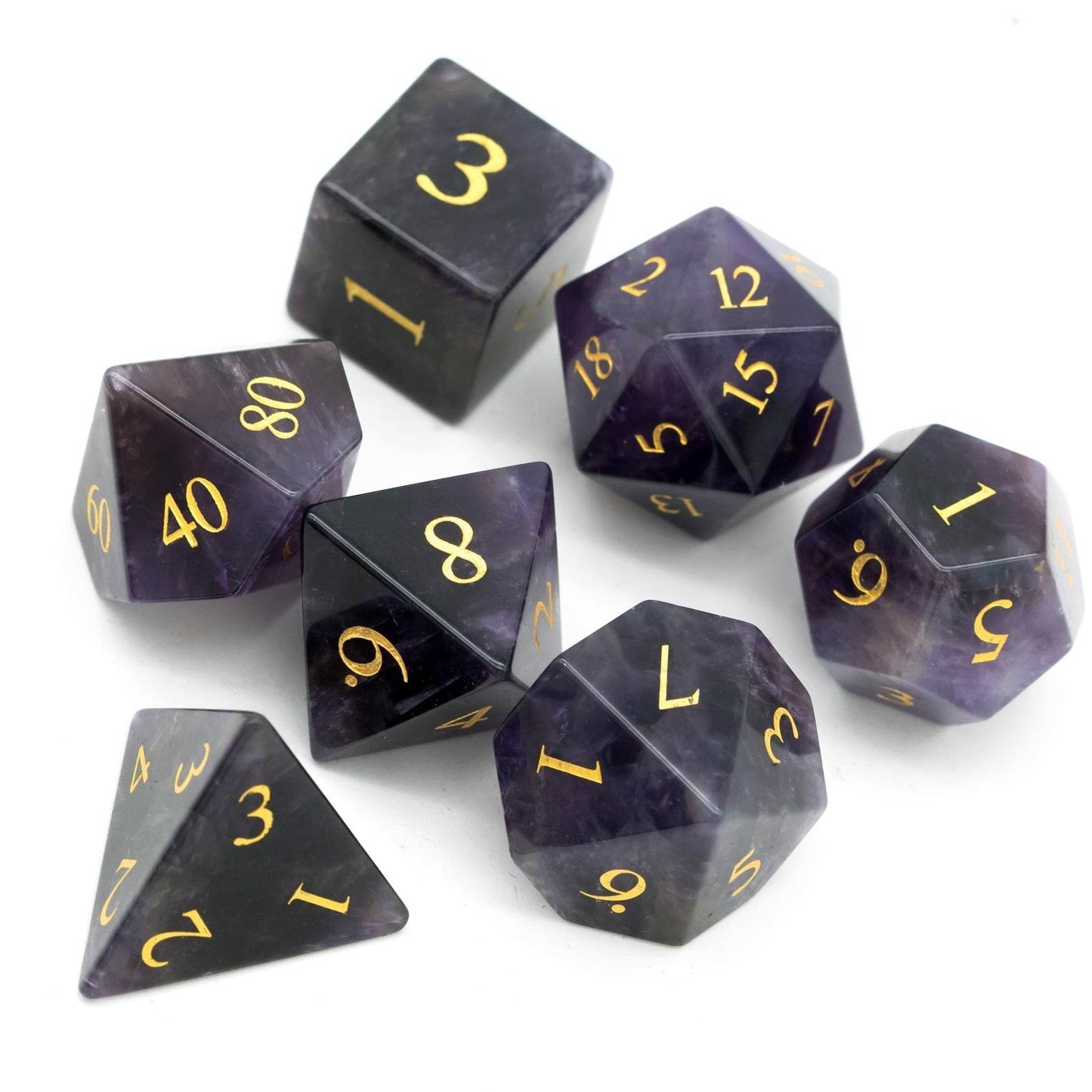 Purple Amethyst Gemstone Dice Set - 