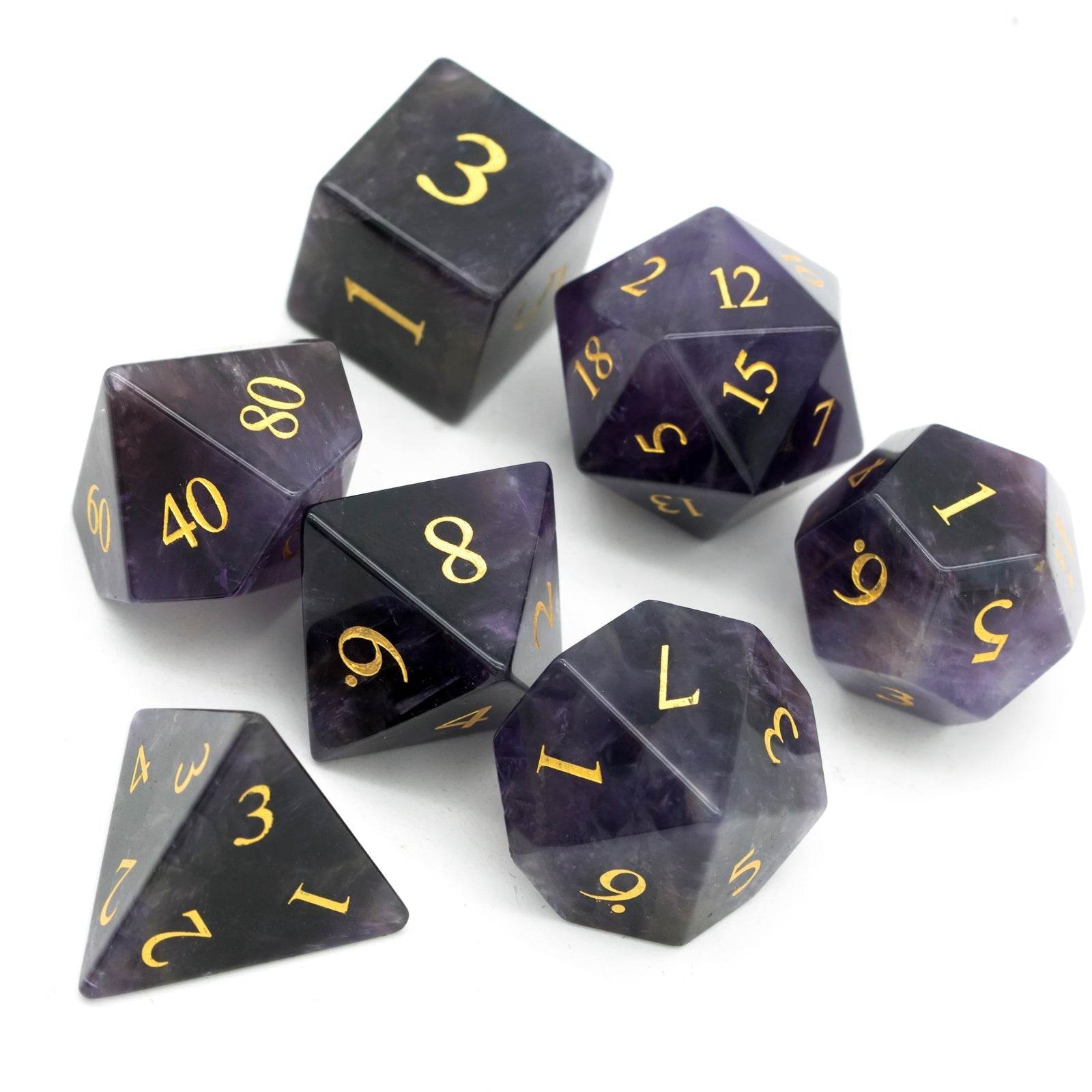 Purple Amethyst Gemstone Dice Set - 