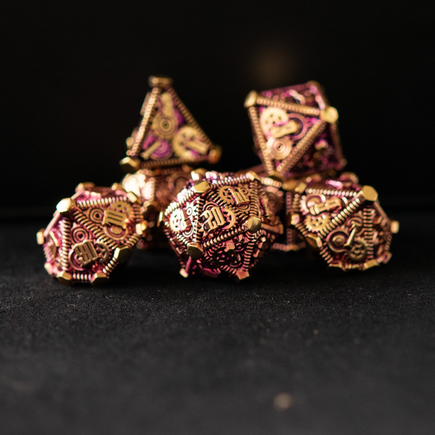 Purple and Gold - Weird West Wasteland Metal Dice Set