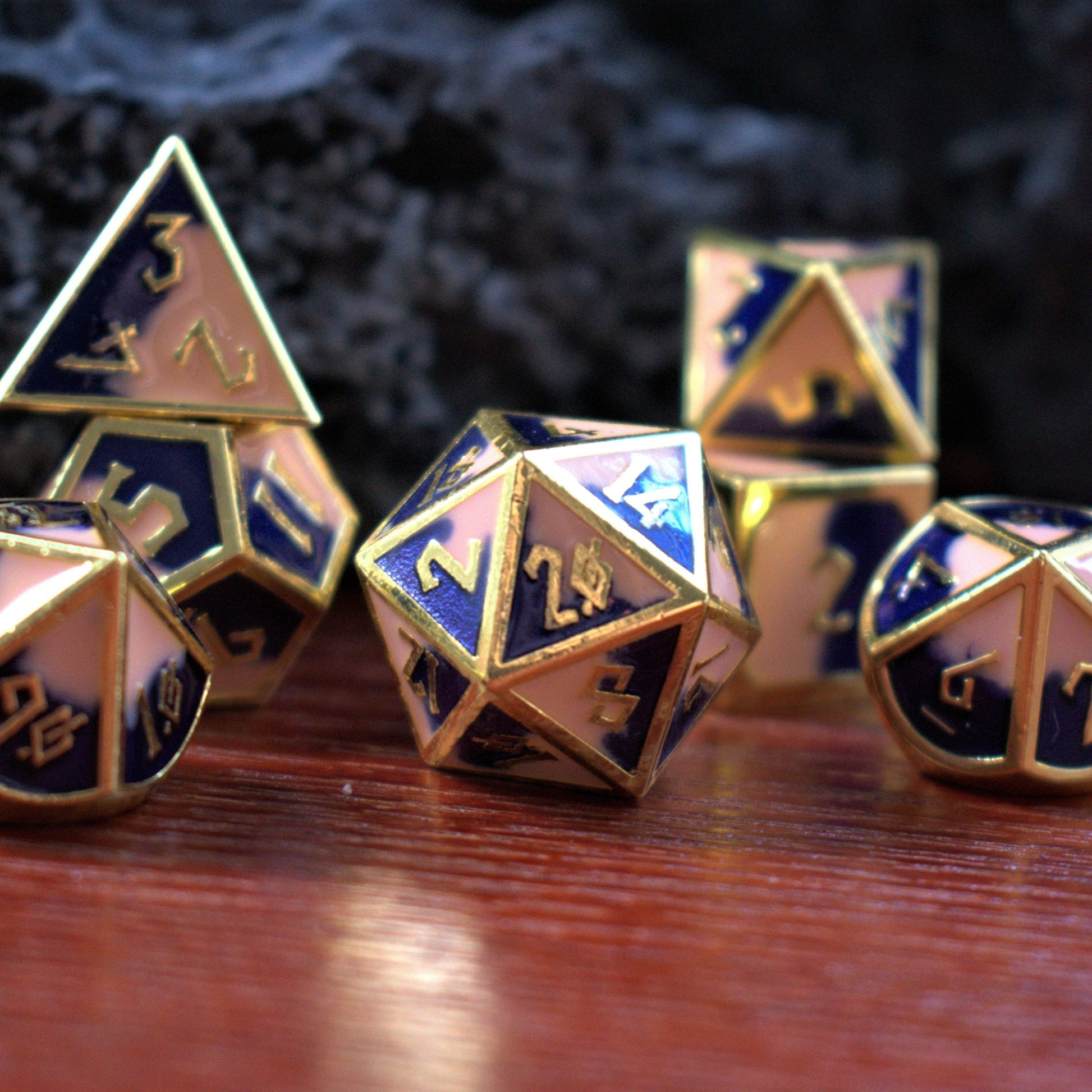 Purple N' Peachy Metal Dice Set