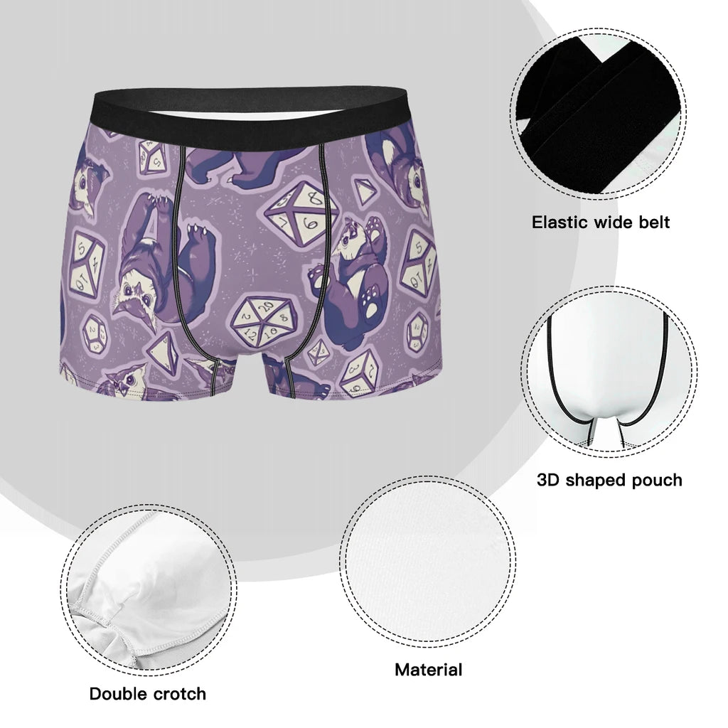 Purple Owlbears DnD Game Underpants Homme Panties Male Underwear Print Shorts Boxer Briefs