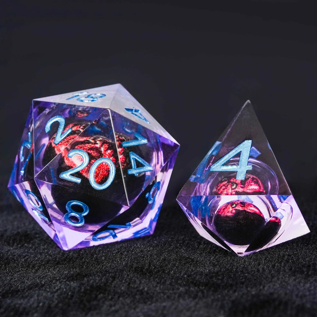 Purple resin dice with sharp edges Quicksand fang monster