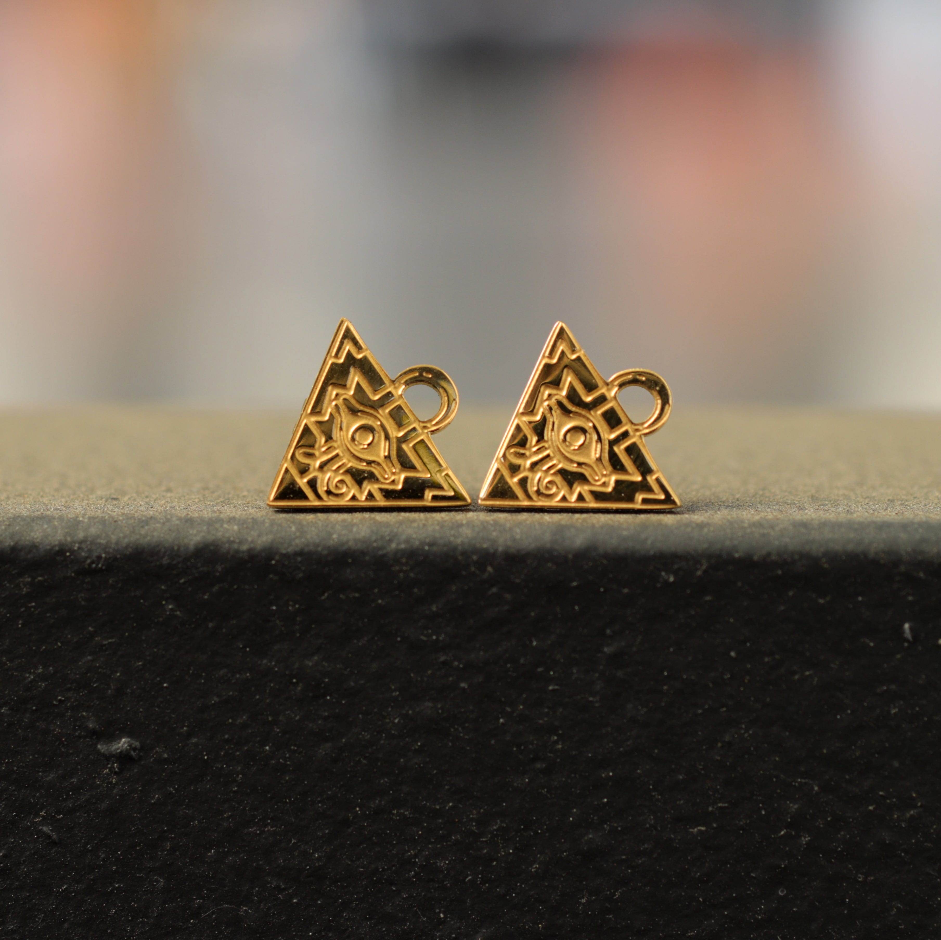 Yu-Gi-Oh!™ Millennium Puzzle Stud Earrings - Chrome / Pair