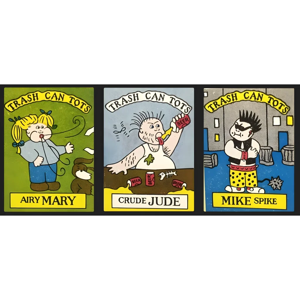 Vintage 1980s Trash Can Tots Complete Series Stickers 🗑️ NOS Vending Set, 10 Strips / 30 Characters