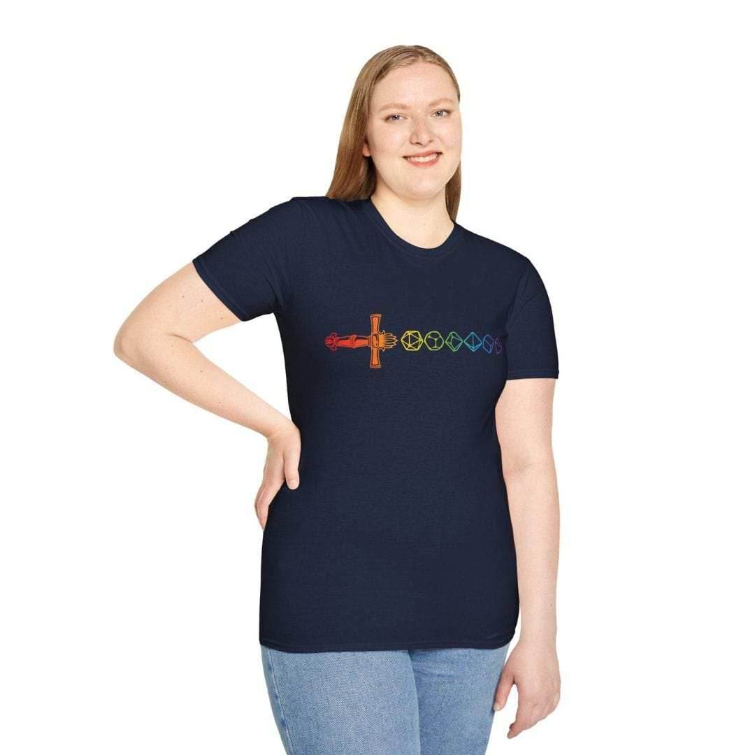 Rainbow Dice Sword T-Shirt - Black / S