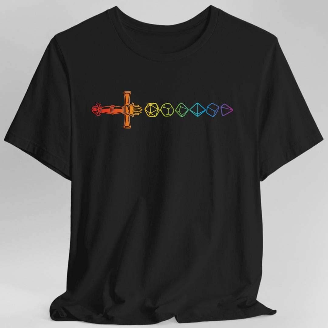 Rainbow Dice Sword T-Shirt - Black / S