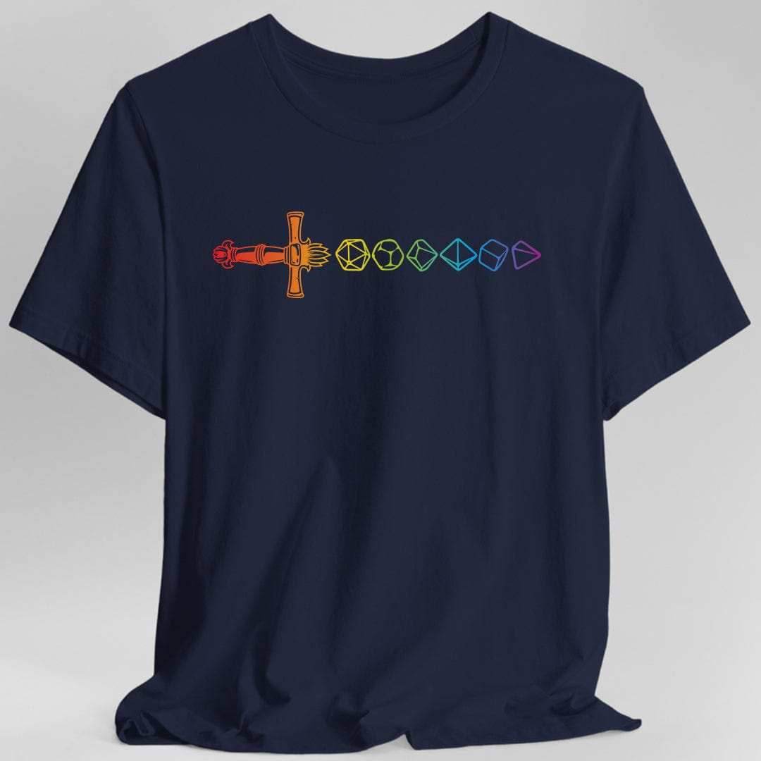 Rainbow Dice Sword T-Shirt - Navy / S