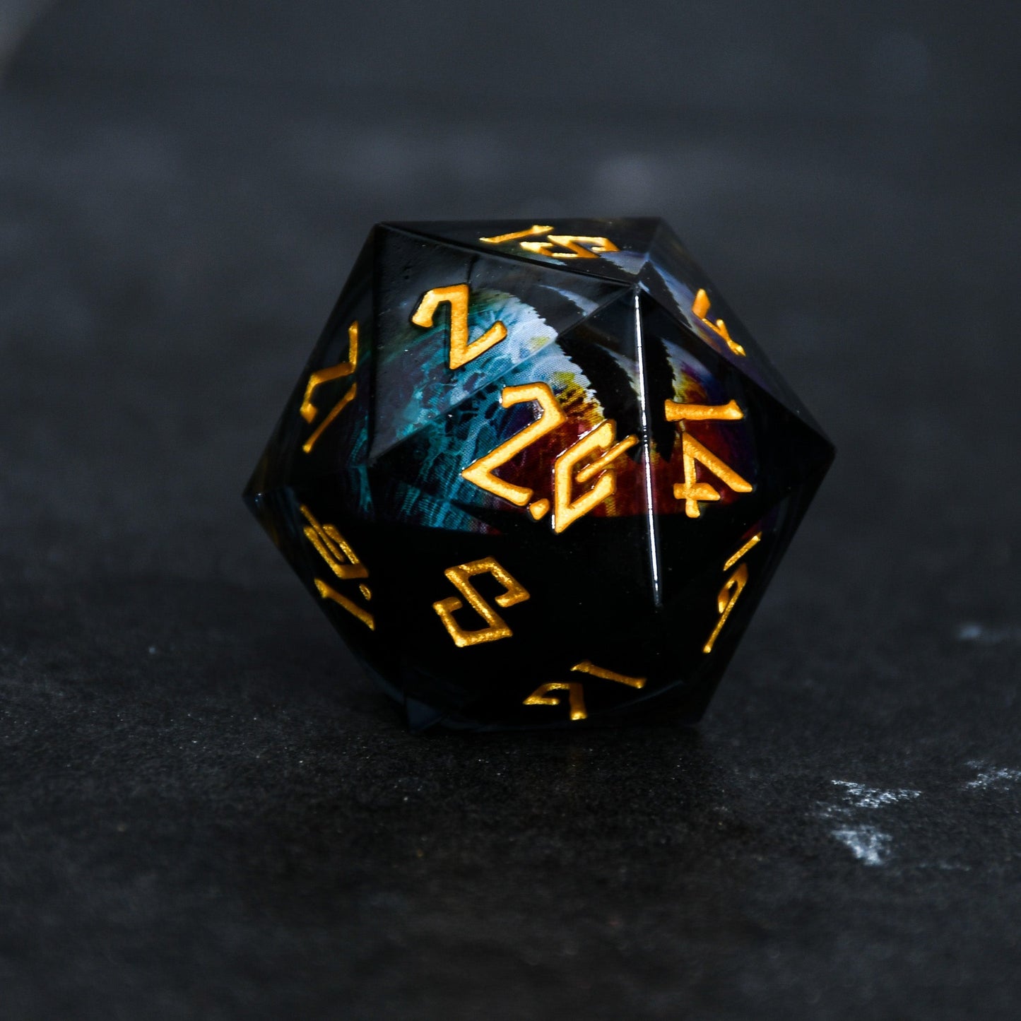 Rainbow Dragon (Black/Gold) Liquid Core 50mm D20