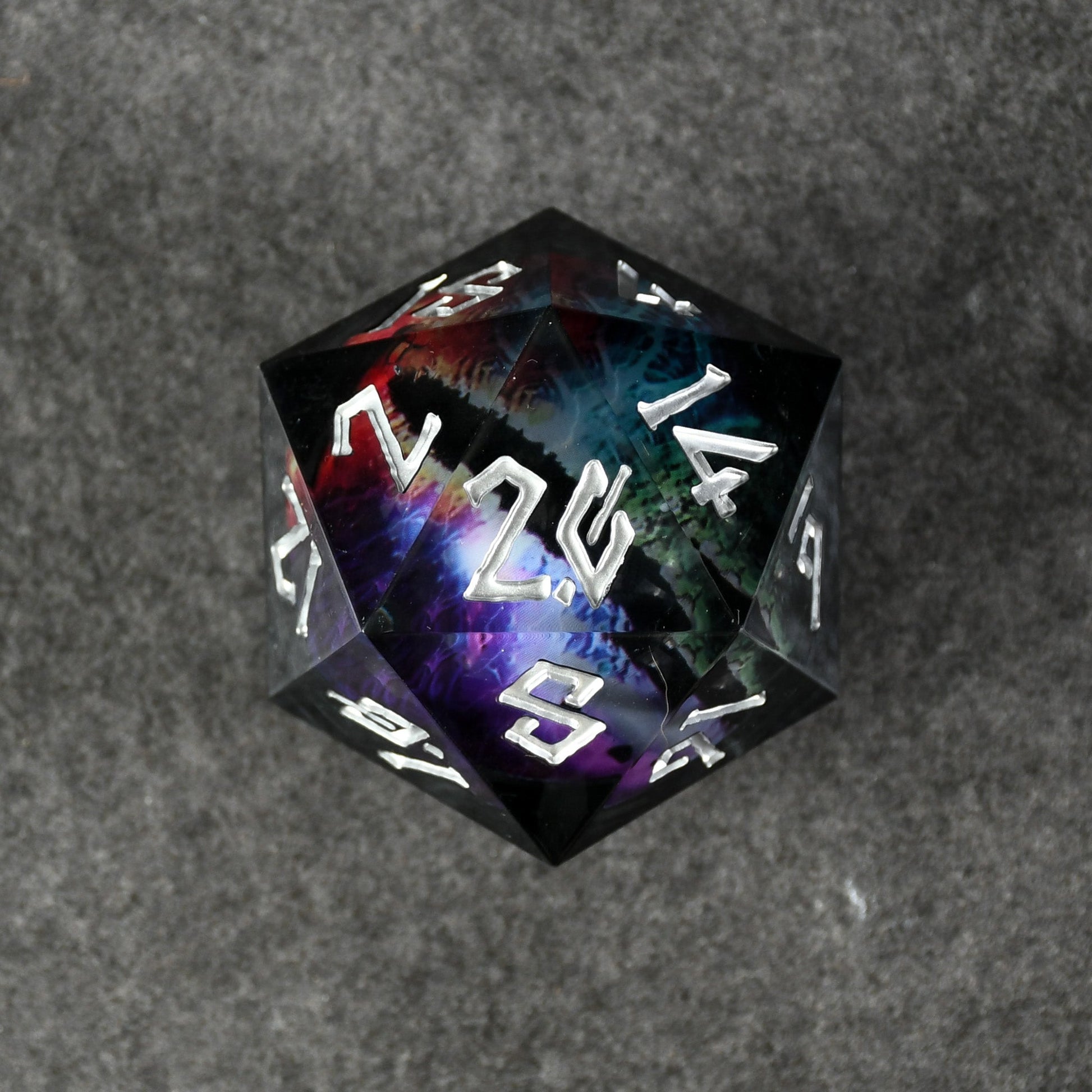 Rainbow Dragon (Black/Silver) Liquid Core 30mm D20