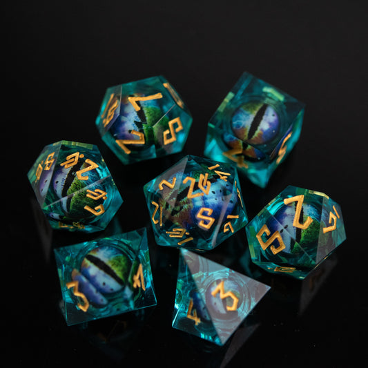 Rainbow Sea Dragon Liquid Core Dice Set