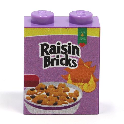 Raisin Bricks Cereal 1x2x2 Brick on real LEGO part - B3 Customs