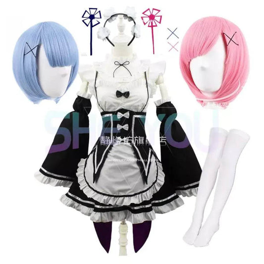 Ram Rem Cosplay Costume - Re:Zero Kara Hajimeru Isekai Seikatsu - Black Maid Outfit - Package 1 / S