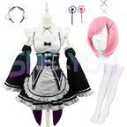 Ram Rem Cosplay Costume - Re:Zero Kara Hajimeru Isekai Seikatsu - Black Maid Outfit - Package 6 / S