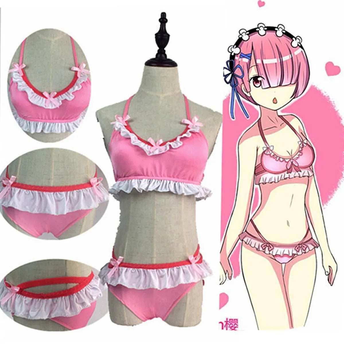 Ram Rem Cosplay Costume - Pink / S / Ram Rem