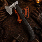 Raven Viking Axe – 1095 Carbon Steel with Hand Carved Ash Handle