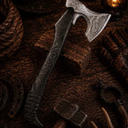Raven Viking Axe – 1095 Carbon Steel with Hand Carved Ash Handle