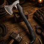 Raven Viking Axe – 1095 Carbon Steel with Hand Carved Ash Handle