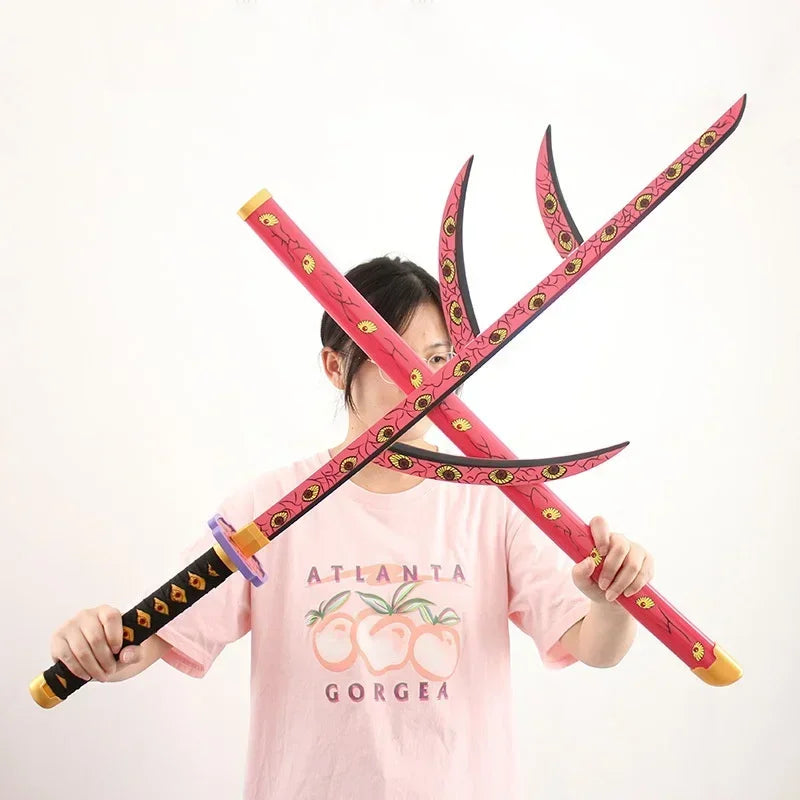 Real Size Demon Slayer Katana Anime Kimetsu No Yaiba Mitsuri Cosplay Prop Ninja Knife Japanese Samurai Sword Weapon Kid Toy Gift