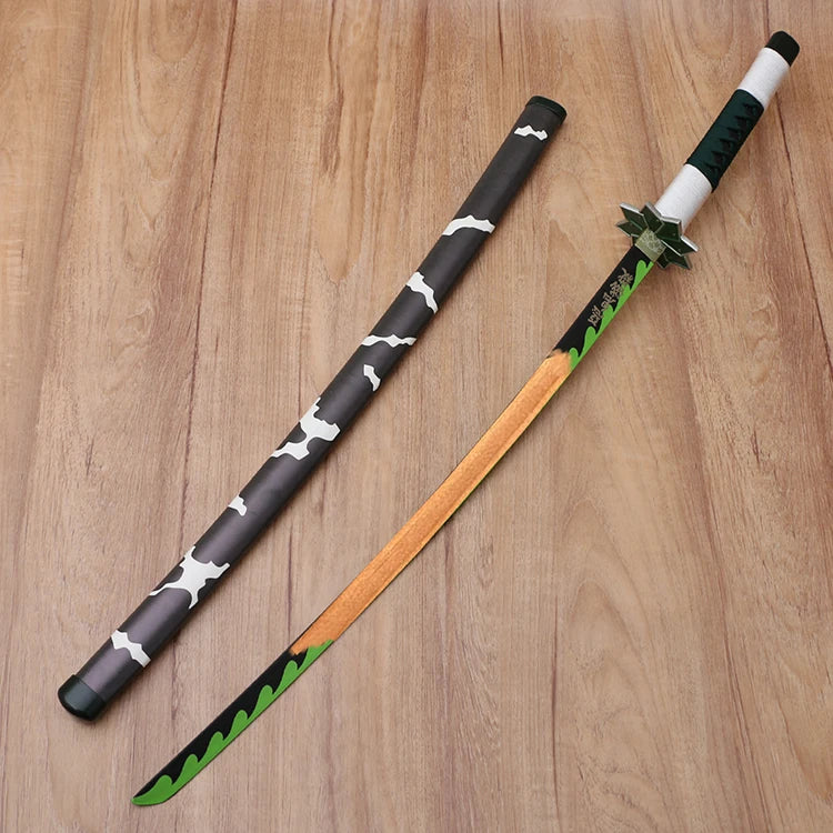 Real Size Demon Slayer Katana Anime Kimetsu No Yaiba Mitsuri Cosplay Prop Ninja Knife Japanese Samurai Sword Weapon Kid Toy Gift